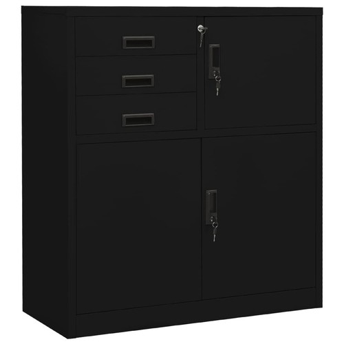 Büroschrank schwarz 90x40x102 - schwarz,